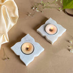 Star Design Marble tea light Holder Set of 2
