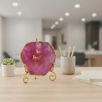 Agate love laughter forever Showpiece with Metal Stand - White