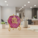 Agate Collect moments not things showpieces with Metal Stand - White