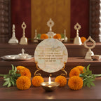 Mother of Pearl Namokar Mantra Showpiece With Metal Stand