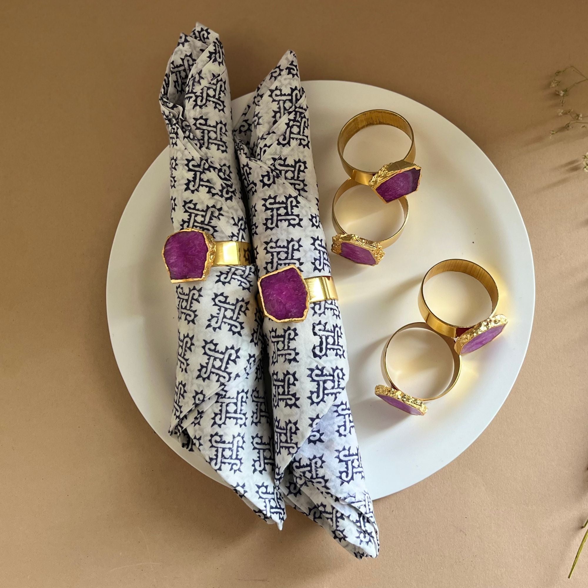 Turquoise Agate Napkin Rings Set