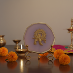 Agate Metal Krishna Showpiece with Metal Stand - Purple