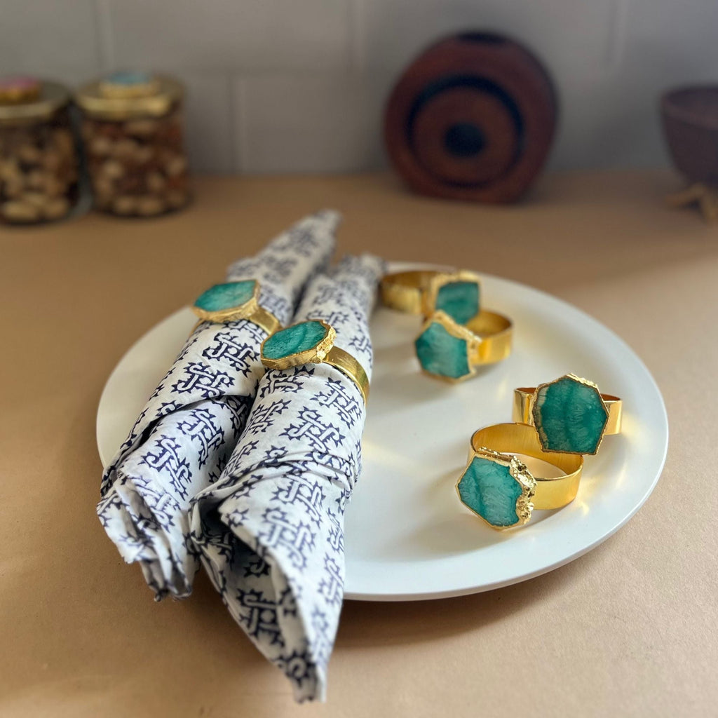 Purple Agate Napkin Rings Set