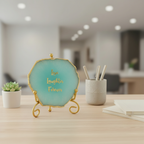Agate love laughter forever Showpiece with Metal Stand - Turquoise
