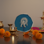 Agate Silver Metal Krishna Showpiece with Metal Stand - Blue