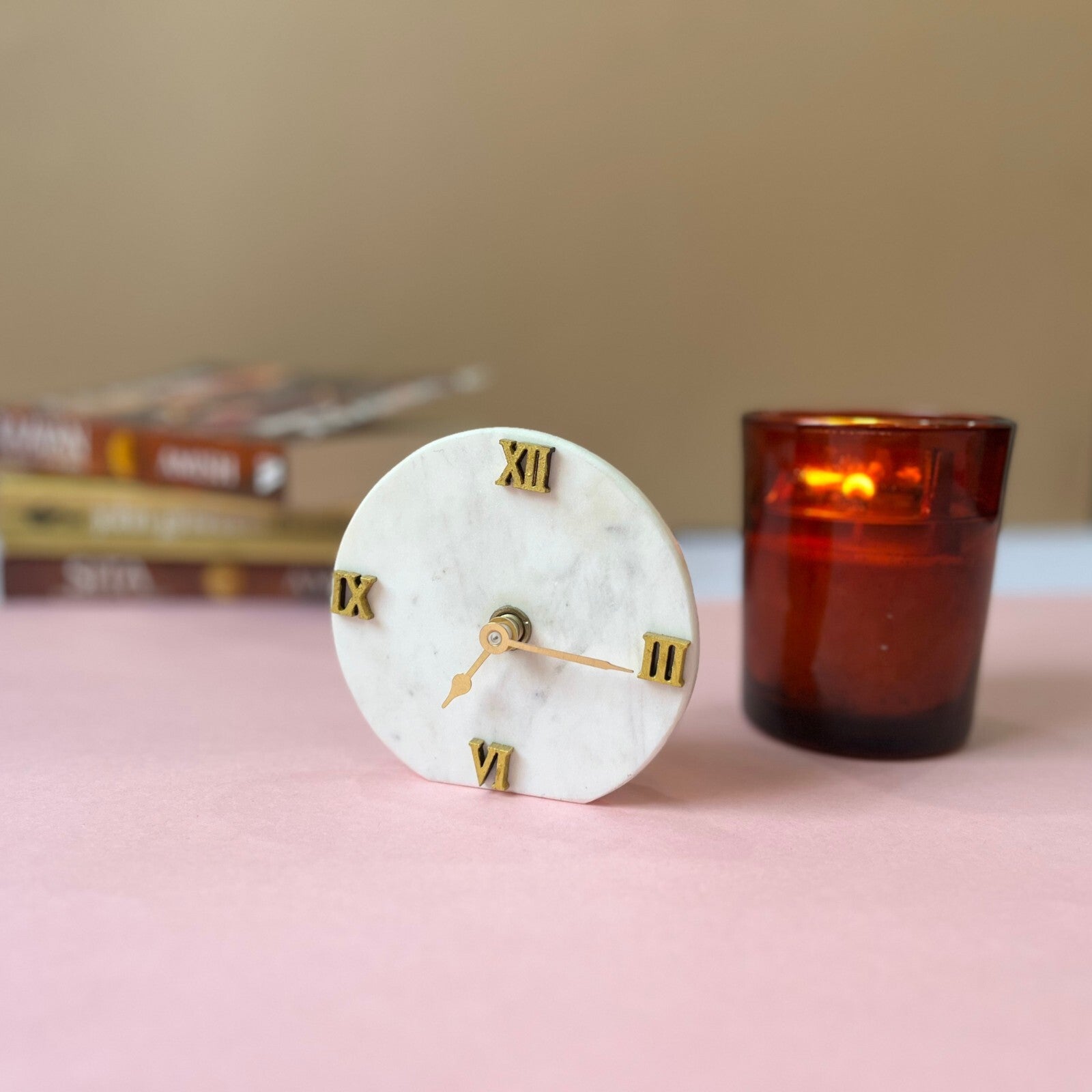 Round Marble Desktop Clock without Stand