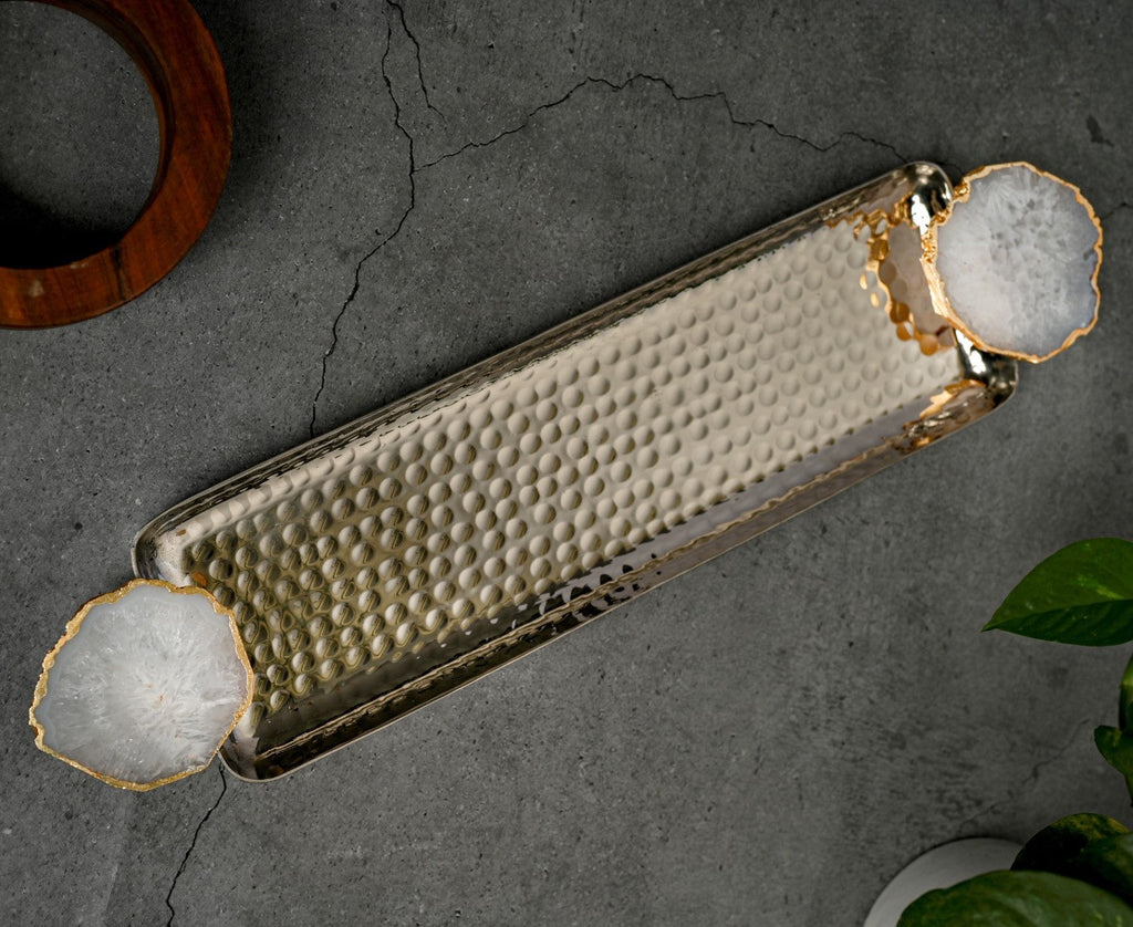 Rectangle Aluminum Tray with Blue Agate