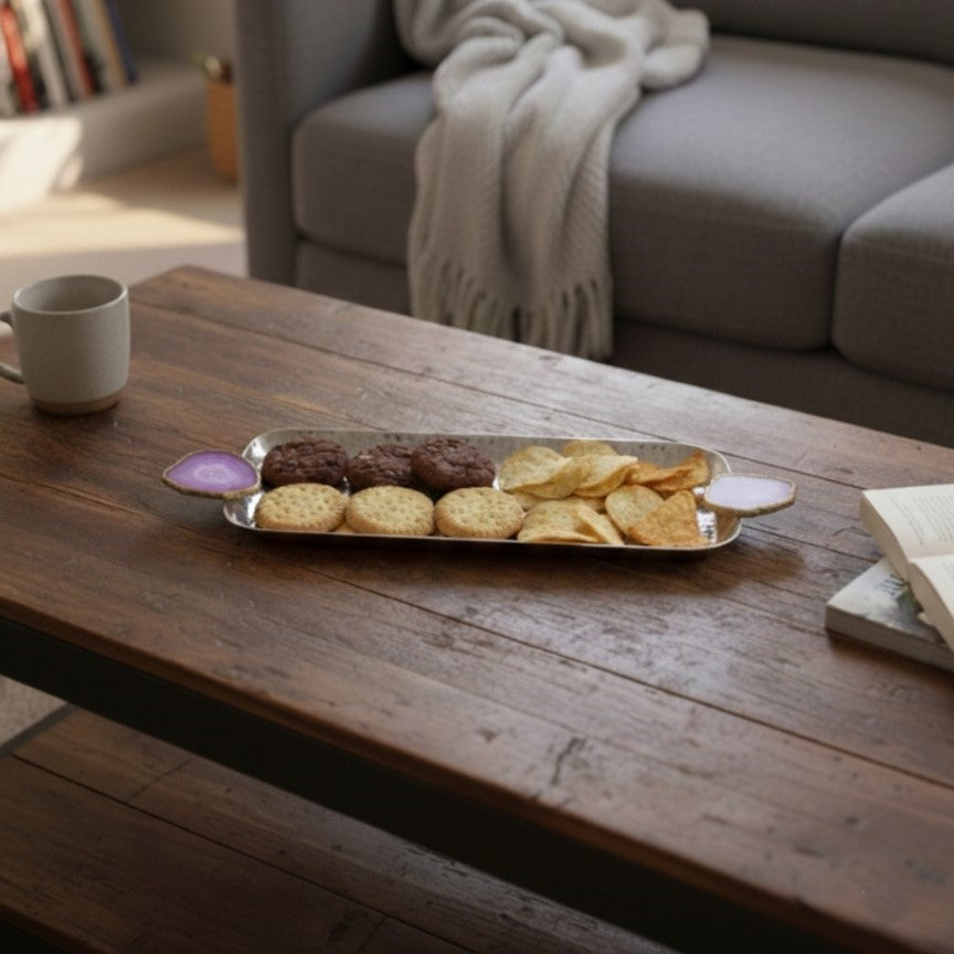 Rectangle Aluminum Tray with Purple Agate