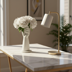 White Hand Flower Pot with White Marble Base