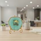 Agate Collect moments not things showpieces with Metal Stand - Turquoise