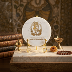 Marble Round Hanuman Showpiece with Metal Stand