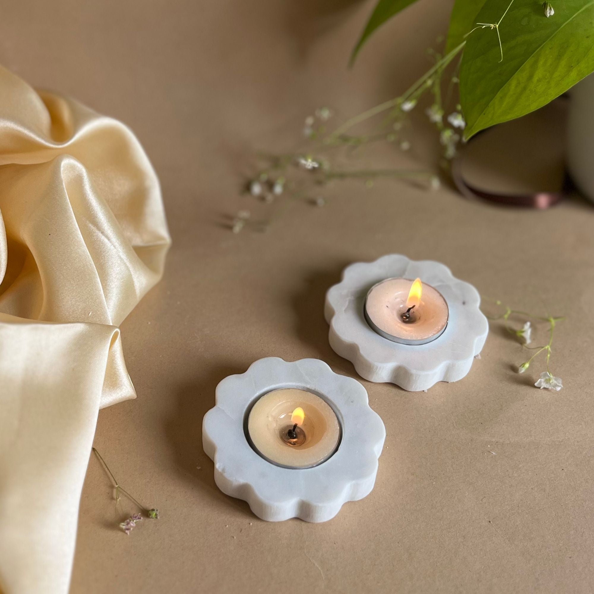 Yan Ying Design Marble tea light Holder Set of 2