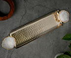 Rectangle Aluminum Tray with Natural White Agate