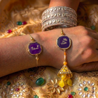Agate Purple Lumba Rakhi Set With Roli Chawal and Nariyal With Gift Box