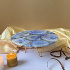 Turquoise Agate Cake Stand with Metal Base - 10 Inches