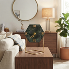 Green Marble Hexagonal Desk Clock With Metal Stand