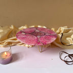 White Agate Cake Stand with Metal Base - 10 Inches