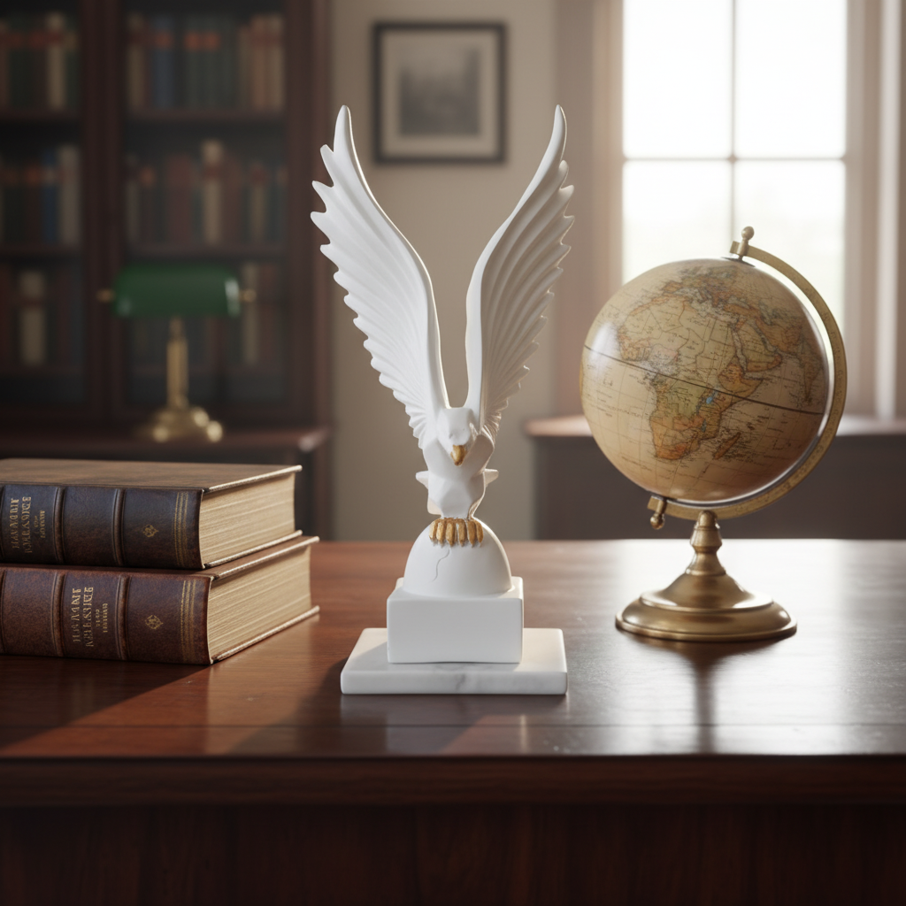 White Eagle with Square Marble Base