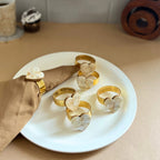 Sqaure Shape   Mother of Pearl Napkin Rings set