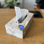 Turquoise Agate with  Mother of Pearl Tissue Box Holder