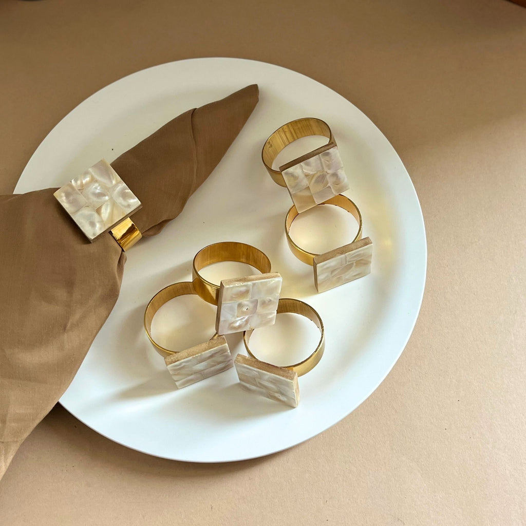 Round Shape  Mother of Pearl Napkin Rings set