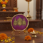 Agate Metal Venketeshwar Showpiece with Metal Stand - Pink