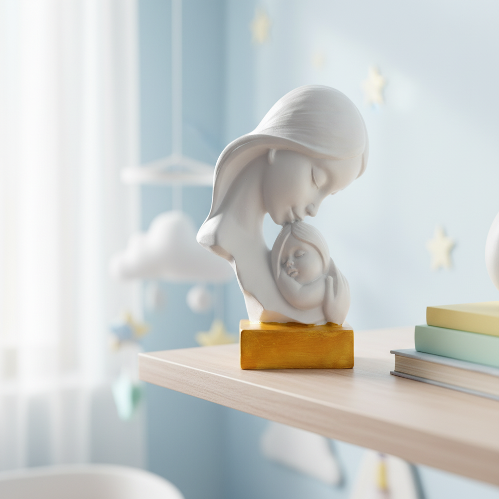 Mother Baby Showpiece With Yellow Base