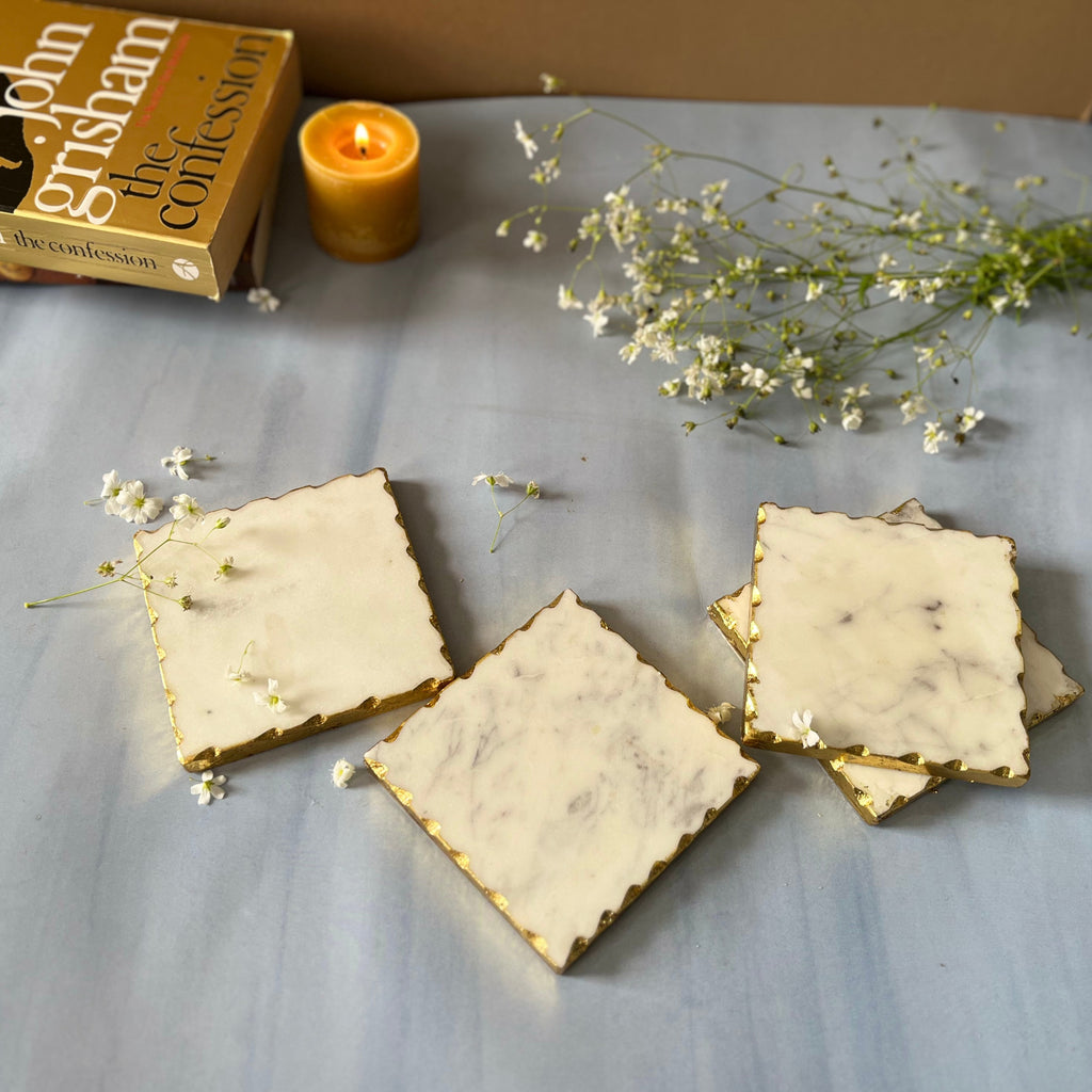 White Marble Round Coaster