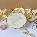Marble Gold Plated Cake Stand with Metal Base - 10 Inches