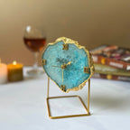 Turquoise Crystal Agate Desktop Clock with Stand