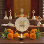 Mother of Pearl Om Namah Shivay Showpiece With Metal Stand