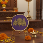 Agate Metal Venketeshwar Showpiece with Metal Stand - Purple