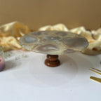 Natural Agate Cake Stand with Wooden Base - 10 Inches