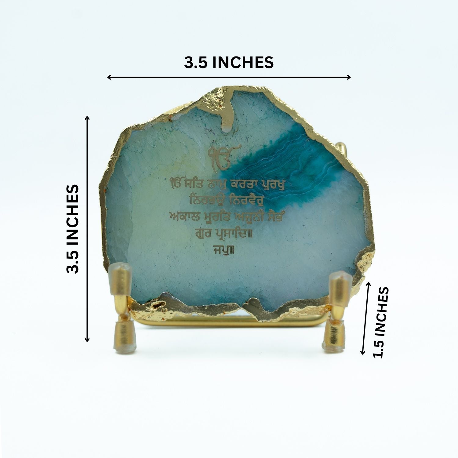 Ik Onkar Mantra Green Agate Metal Showpeice