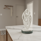 Mother Baby White Heart Showpiece with Green Marble Base