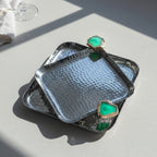 Square Aluminum Tray with Green Agate
