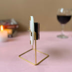 Square Marble Desktop Clock With Metal Stand