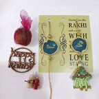Agate Green Lumba Rakhi Set With Roli Chawal and Nariyal With Gift Box