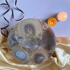 Natural Agate Cake Stand with Metal Base - 10 Inches