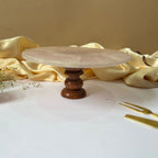Rose Quartz Cake Stand with Metal Base -  10 Inches