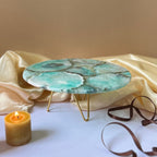 Turquoise Agate Cake Stand with Metal Base - 10 Inches