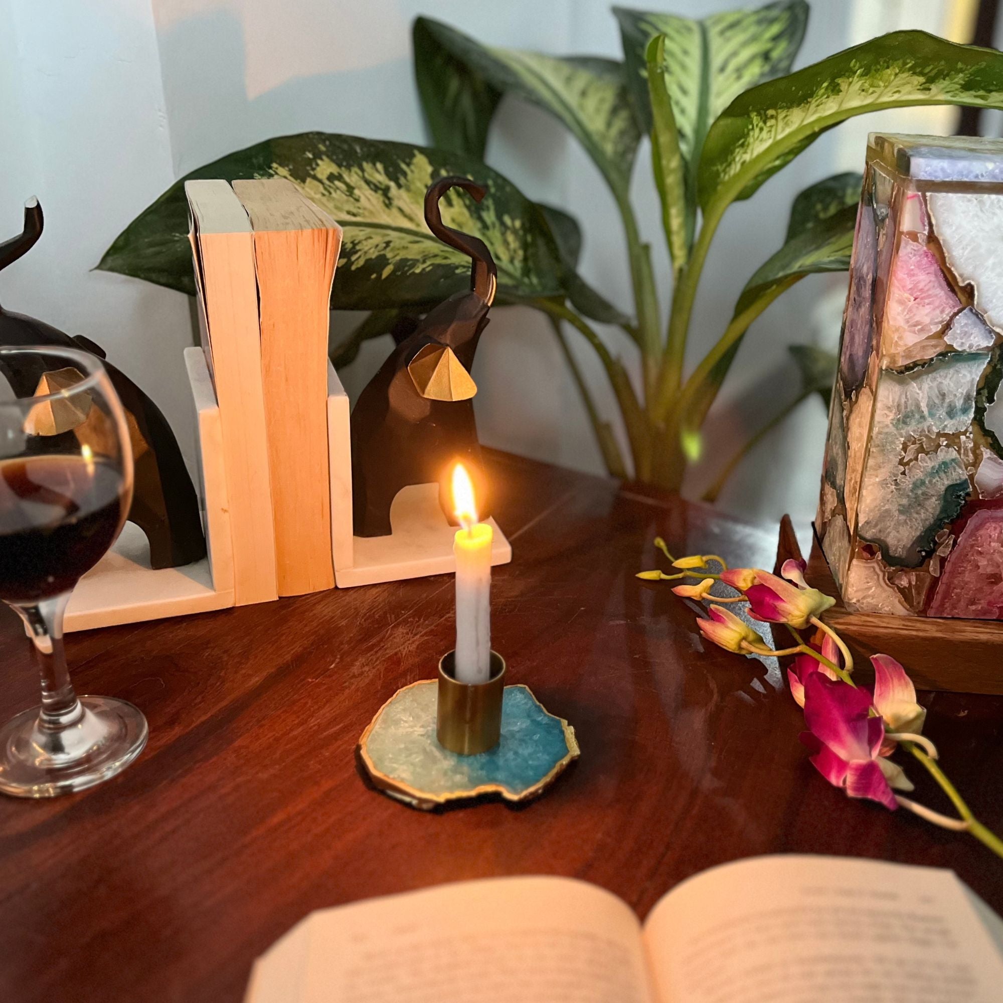 Turquoise Agate Candle Holders