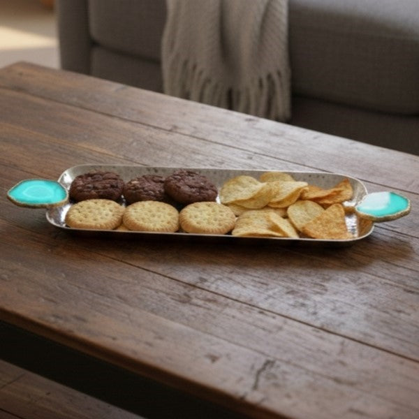 Rectangle Aluminum Tray with Turquoise Agate