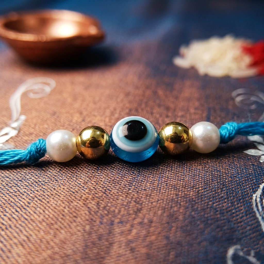 Evil Eye Rakhi With Roli Chawal and Nariyal With Gift Box