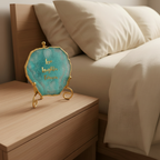 Agate love laughter forever Showpiece with Metal Stand - Turquoise
