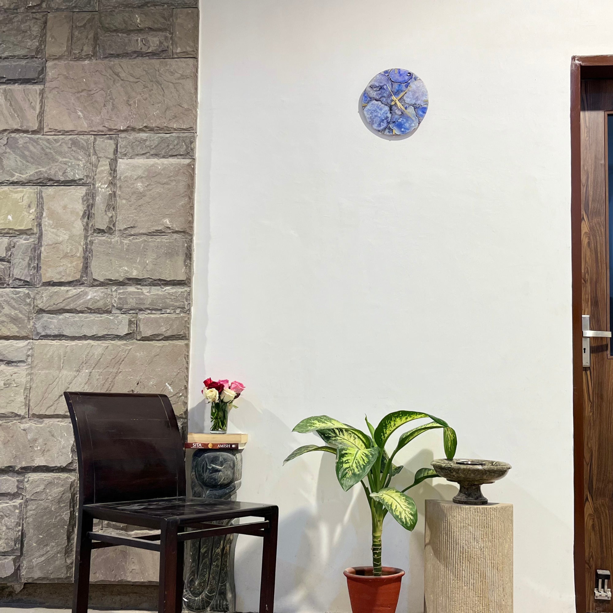 Blue  Agate Round Wall Clock