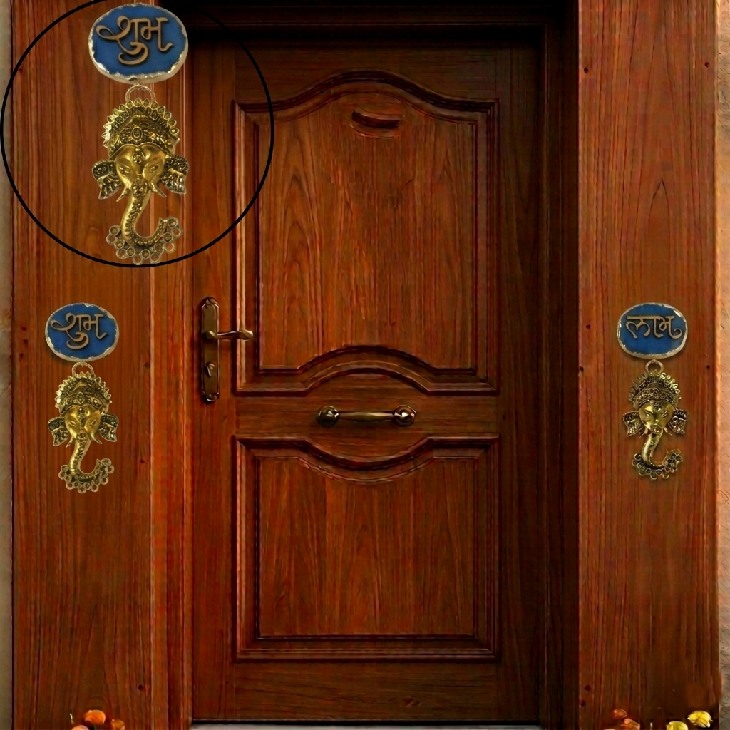 Agate Shubh Labh Metal Ganesha Hangings
