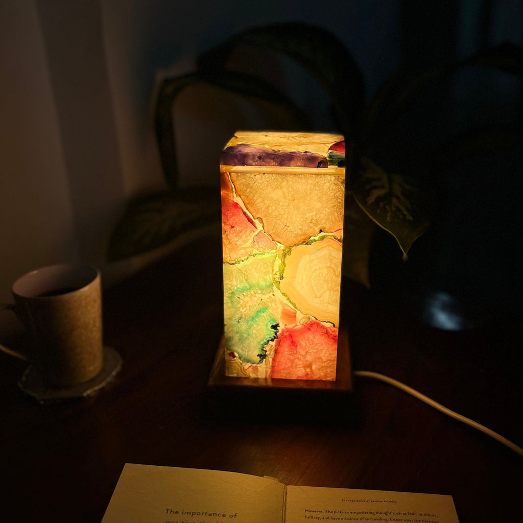 Multi color Agate Table Lamp