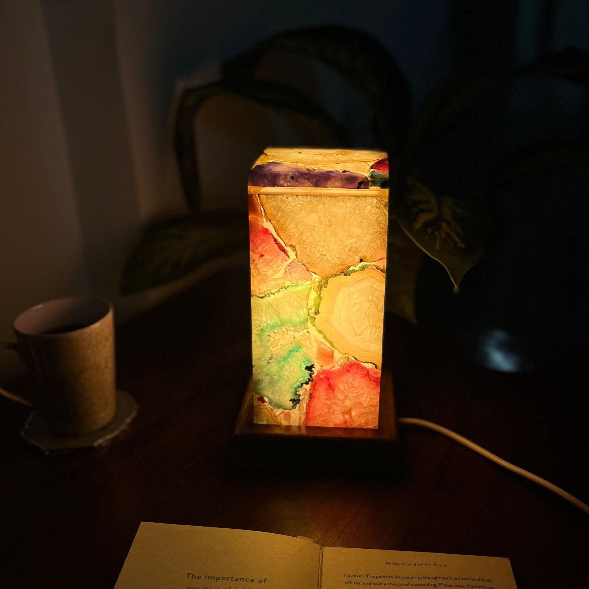 Multi color Agate Table Lamp