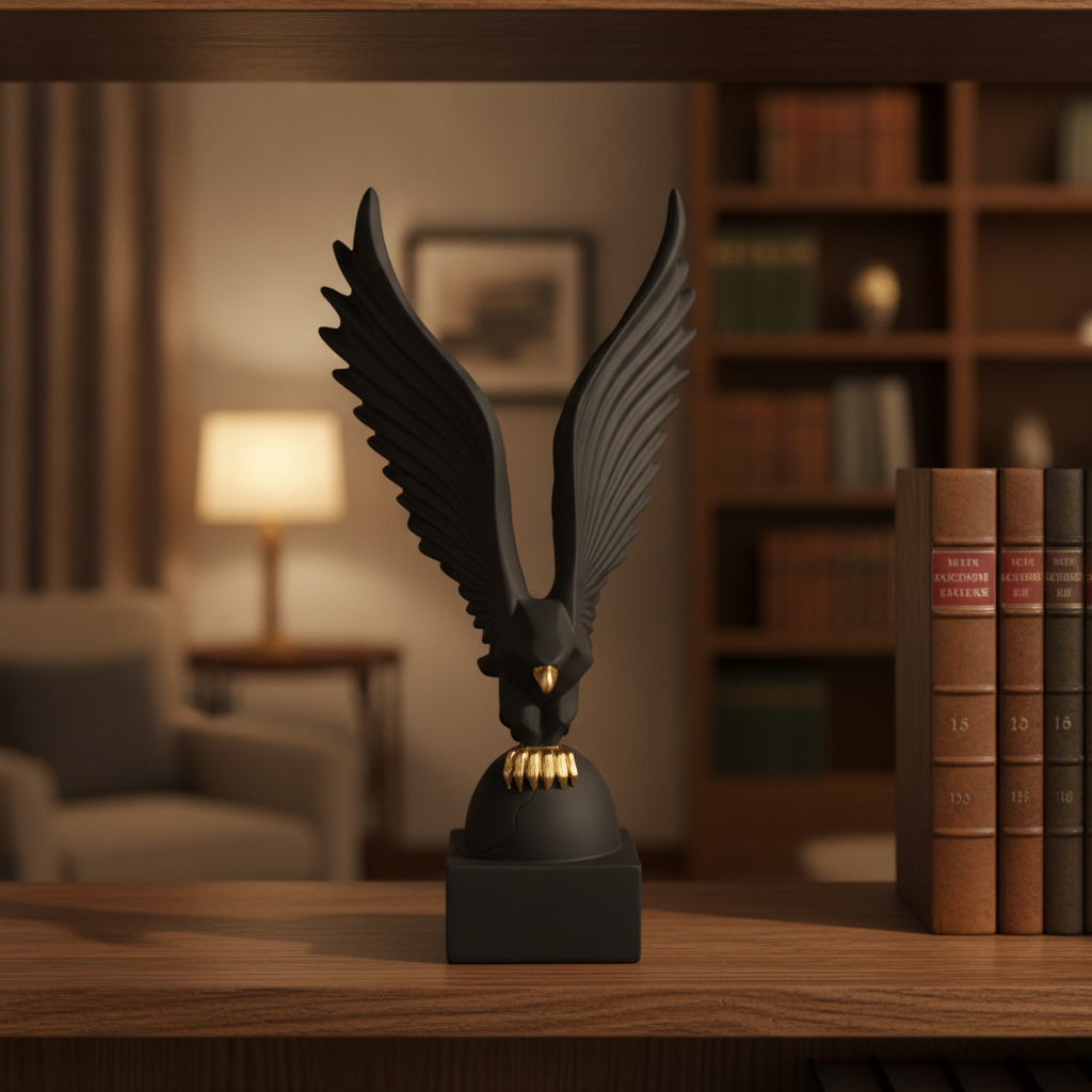 Black Eagle Showpiece – Decorative Bird Figurine for Home Décor, Living Room & Office